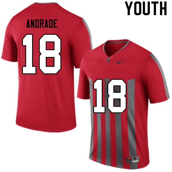 Ohio State Buckeyes J.P. Andrade Youth #18 Retro Authentic Stitched College Football Jersey